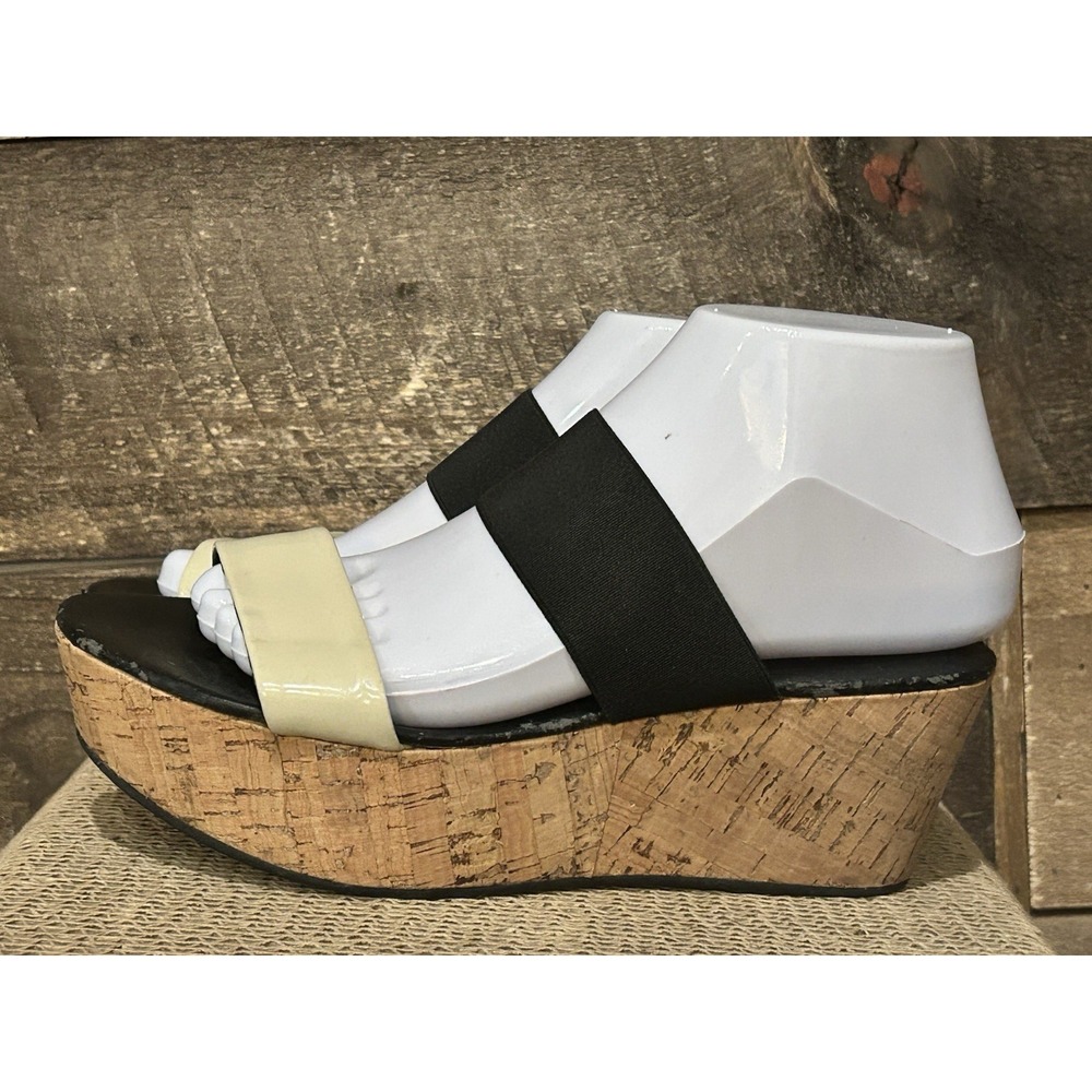 Charles David‎ Flora Black And Nude Wedge Platform Sandal Size 8 M